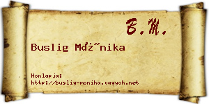 Buslig Mónika névjegykártya